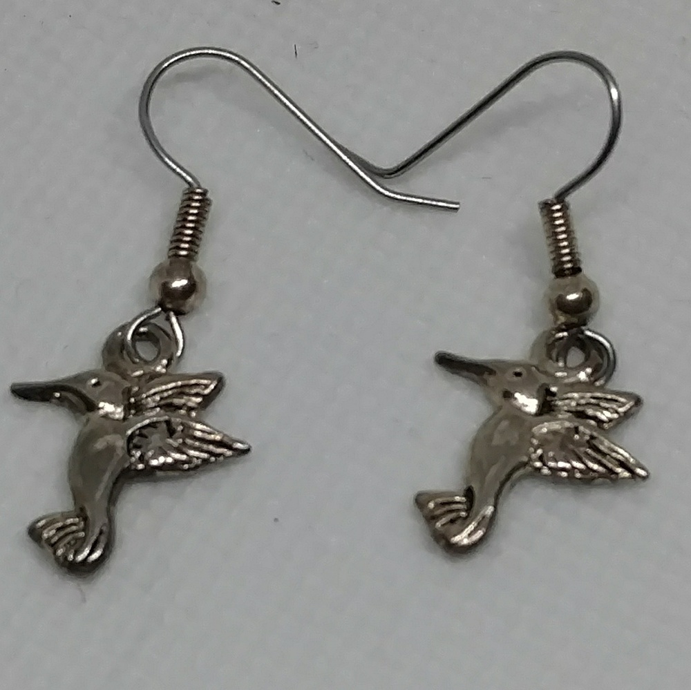 Little hummingbird earrings silver tone